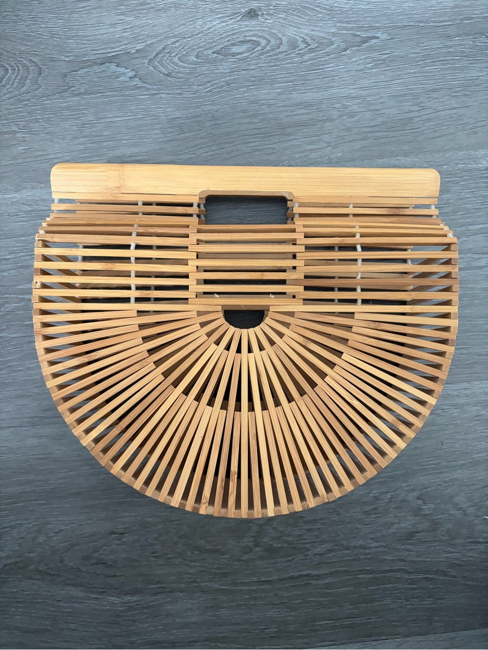 Large Natural Bamboo Half-Moon Handbag -‎ Neutral Tan gypsi boho